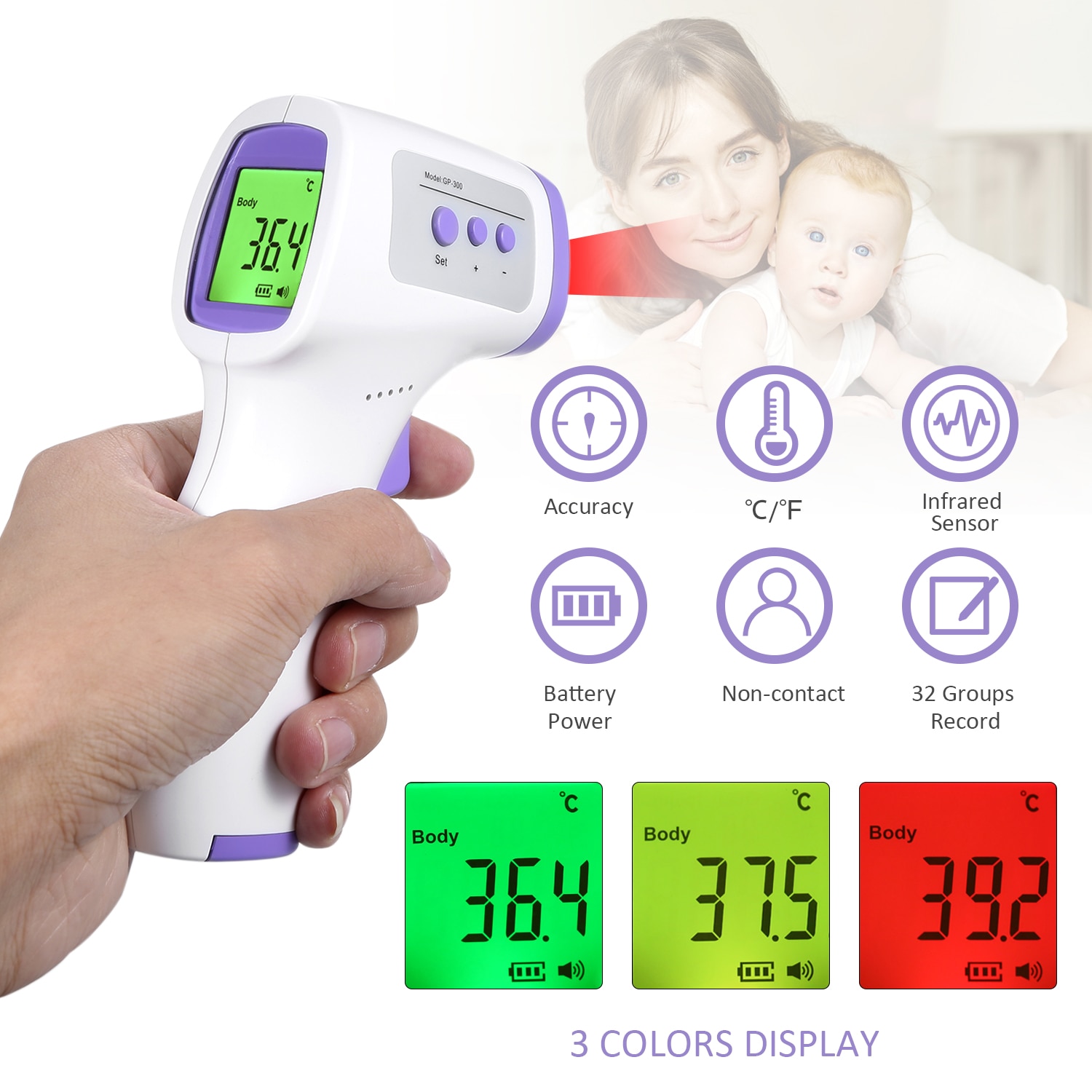Digitale Non-Contact Thermometer Infrarood Baby Thermometer Temperatuurmeting Meter Body Temperatuurmeter