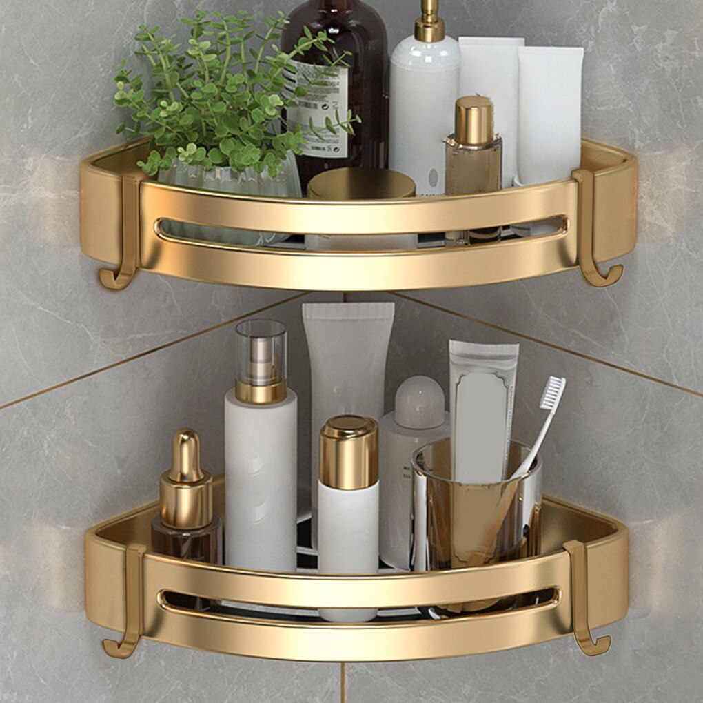 Aluminum Bathroom Shelf Shower Shelves No-drill Wall Mount Shower Storage Rack Corner Shelf Bathroom Accessories