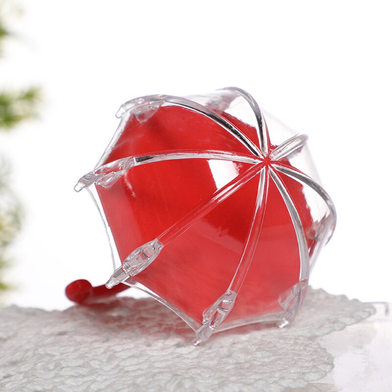 12 unids/set paraguas portátil de plástico cajas de dulces Baby Shower Bonbonniere paquete para de fiestas caja: Red