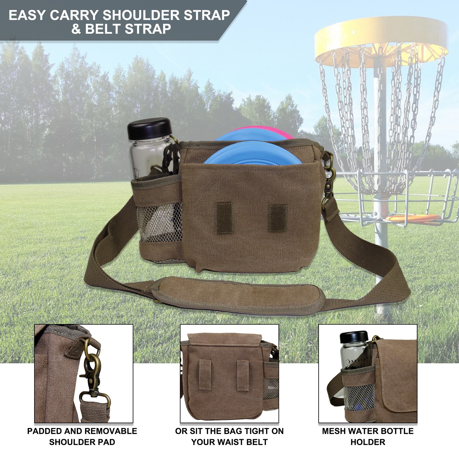 Golfs Supplies Disc Golfs Bag Disc Package Outdoor Canvas Storage Bag Caddie Pick Up Ball Package Golf Pouch Single-shoulder Bag