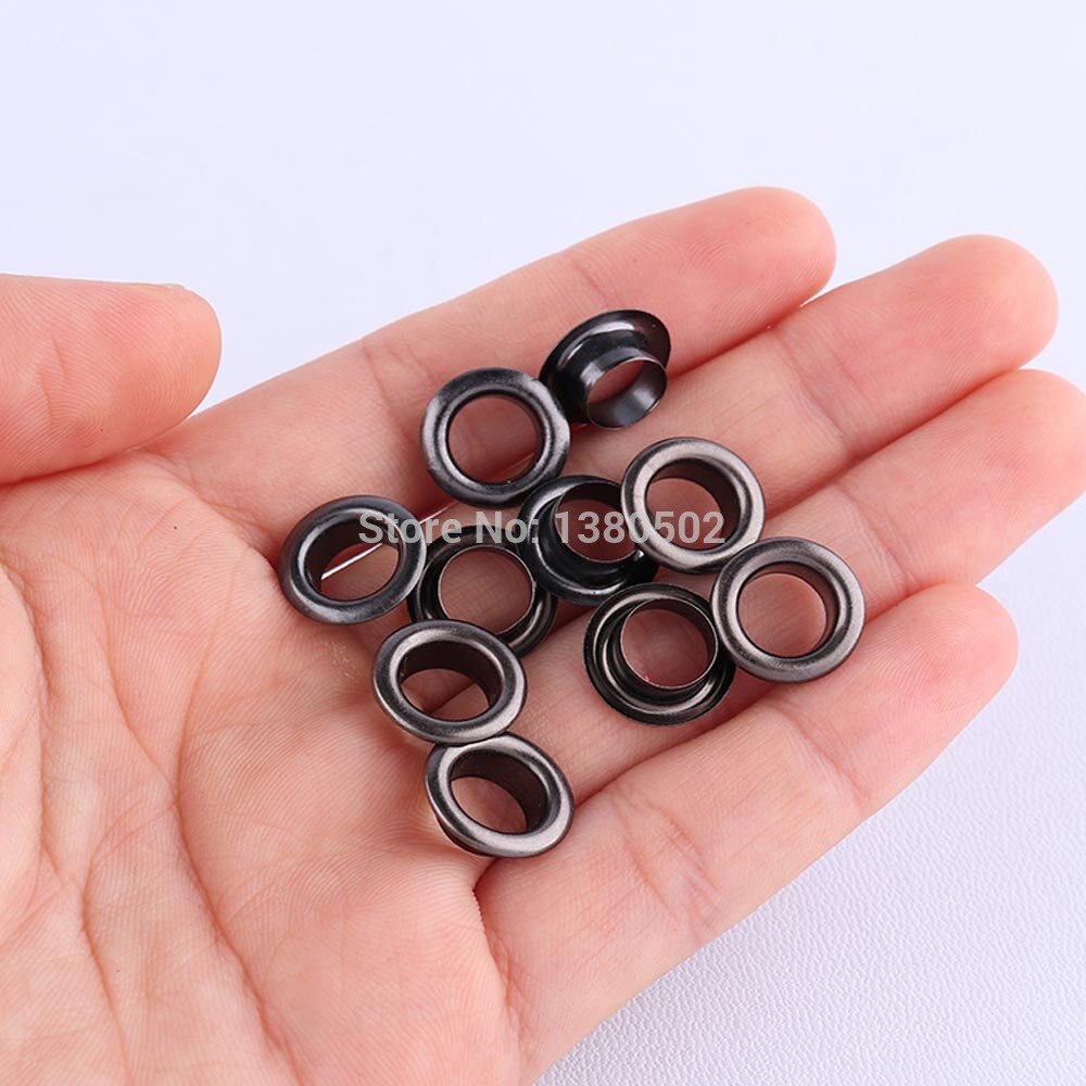 100 stk/parti 10*6*5mm jern sorte farge maljer runde med vaskemaskin plagg tilbehør