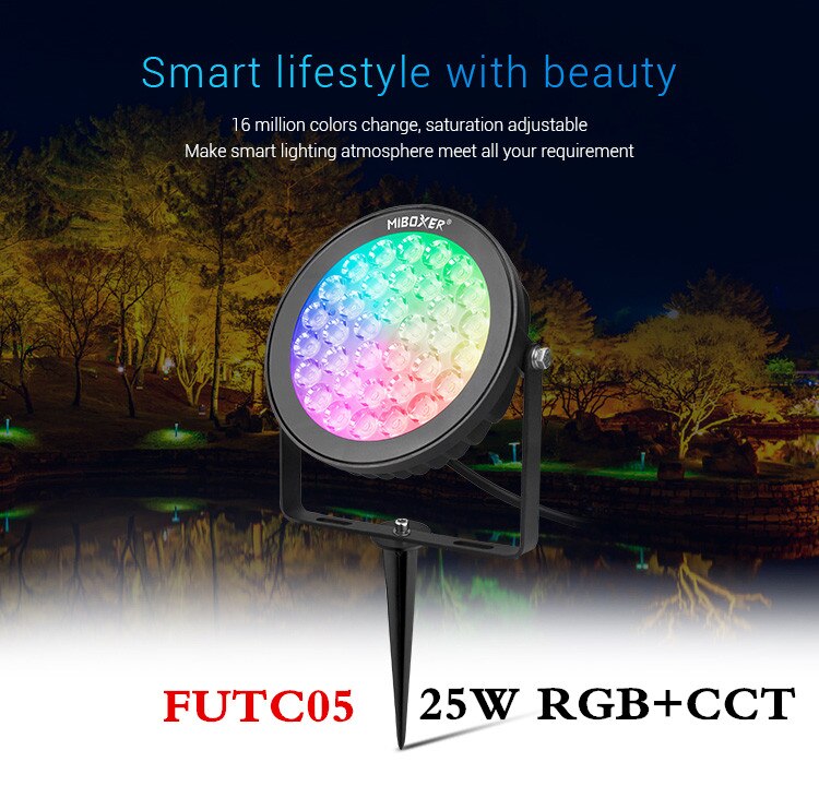 Milight futc 04 6w rgb + cct smart led haven lys miboxer 15w 25w lampe  ac 100v ~ 240v til udendørs grønne områder / park / vejdekoration