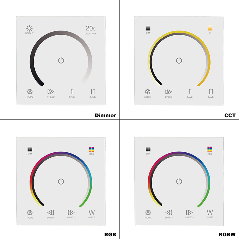 Touch Gehard Glas Panel Schakelaar DC12-24V Led Strip Light Dimmer Controller Muur Gemonteerde Schakelaar Voor Cct Rgb Rgbw Tape Lights
