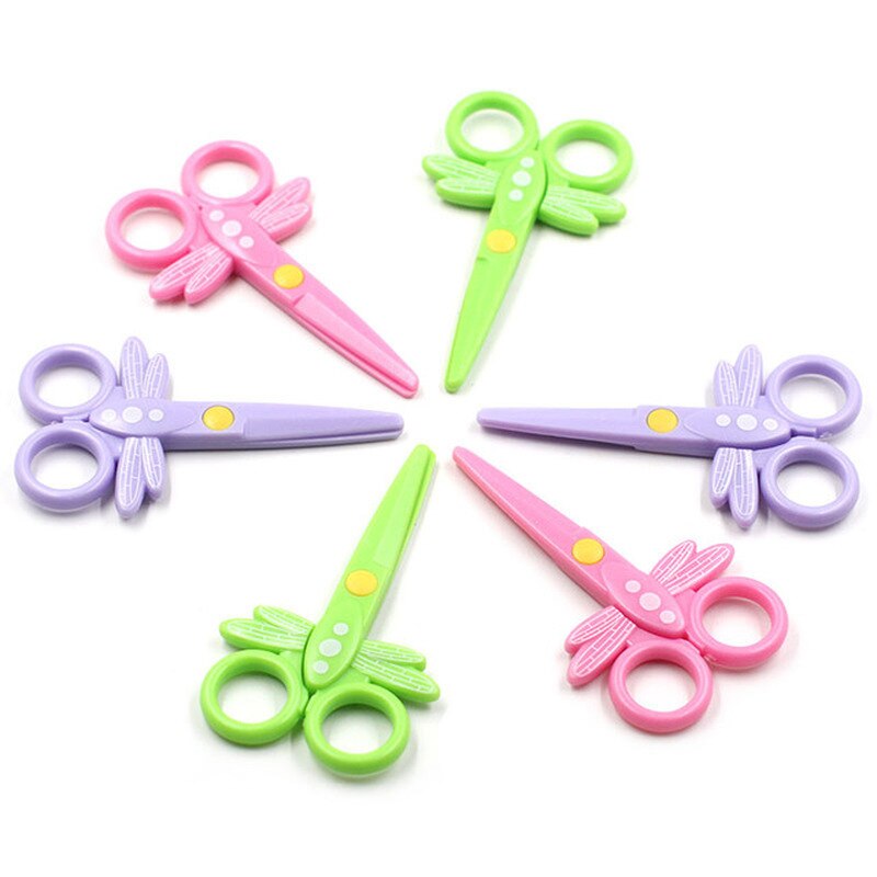 Ciseaux de sécurité en plastique dessin animé libellule forme mini manuel tête ronde étudiant papier coupe ciseaux pour enfants maternelle