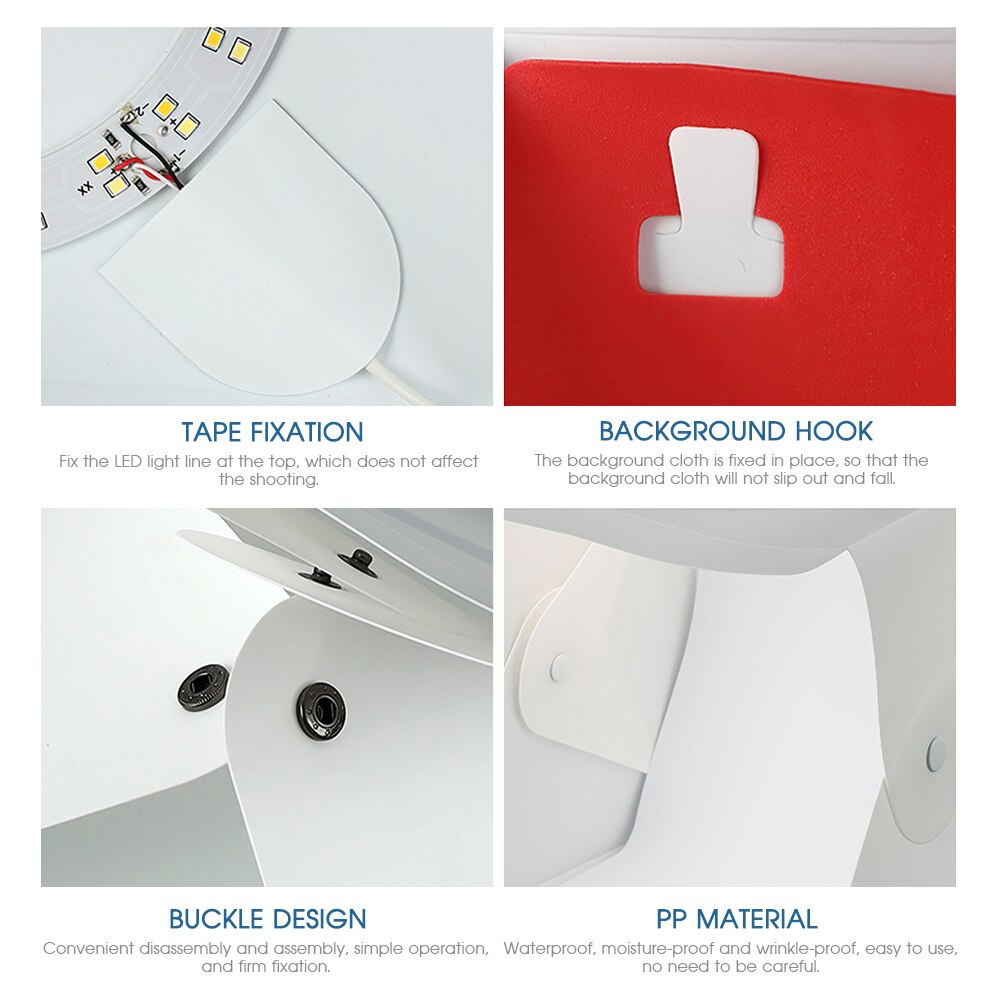 SPASH Mini Fotografie Studio Kasten Tragbare Faltbare LED Leuchtkasten 3200-5600K Schreibtisch Weichen Kasten mit 6 Farben Hintergrund