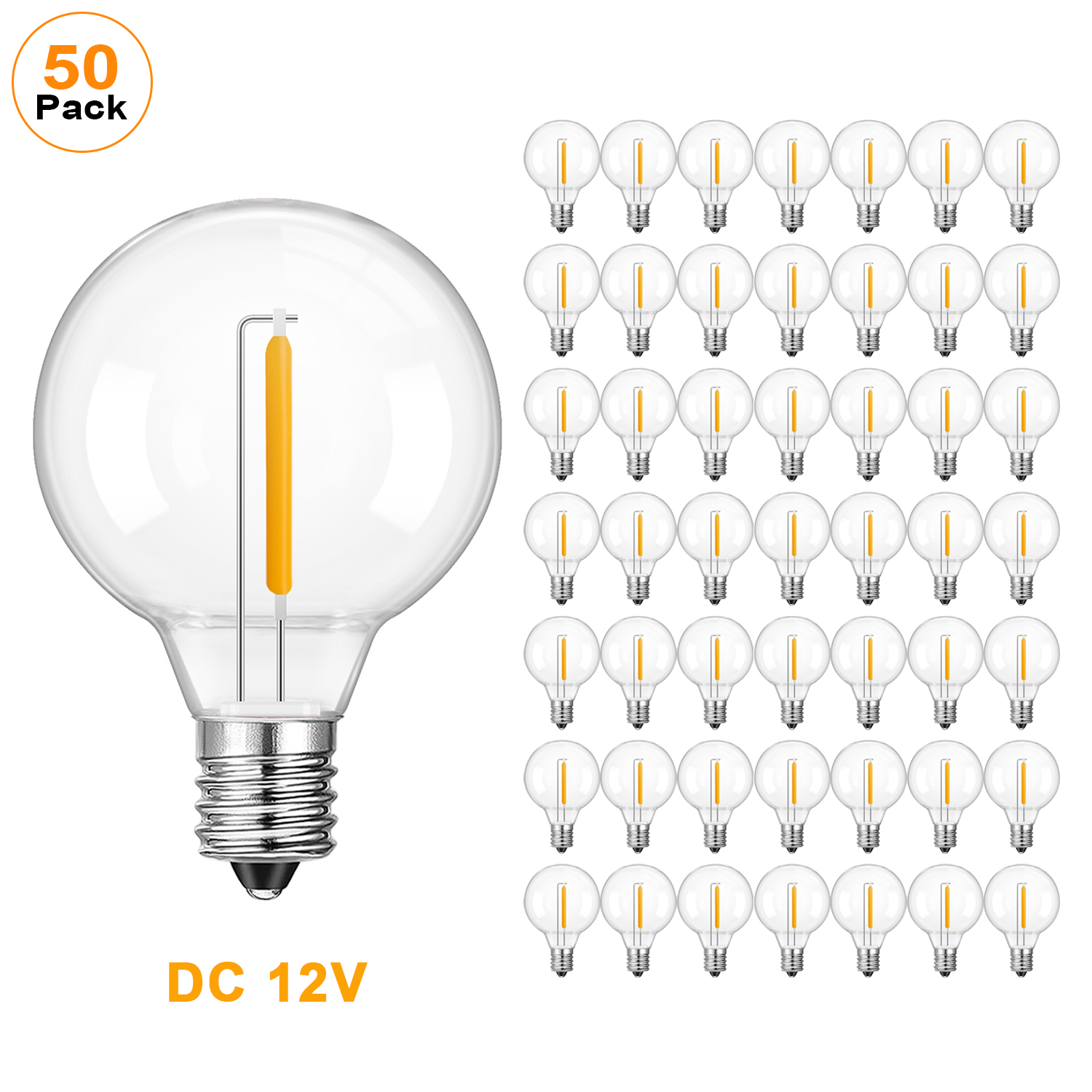 Bombillas Led G40 de bajo voltaje DC12V 24V 1W E12 bombilla de repuesto de plástico Retro para cadena de luces Solar fuera de la red batería Camping RV: Rojo / 2 unidades