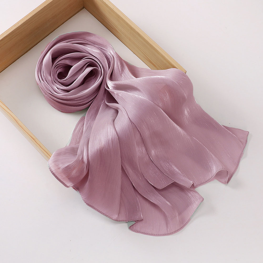 Shimmershawl Zijden Hijab Sjaal Ademend Cool Island Satijn Medine Zijden Sluier Moslim Hijab Glanzende Zijden Sjaal Dames Sjaals Tippet: LICHT GEMBER