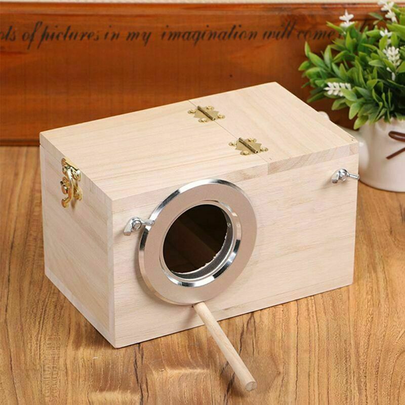 Pelle di tigre in legno massello peonia pappagallo uccello con scatola di allevamento gabbia nido scatola di incubazione apertura a sinistra forniture per uccelli accessori per animali domestici