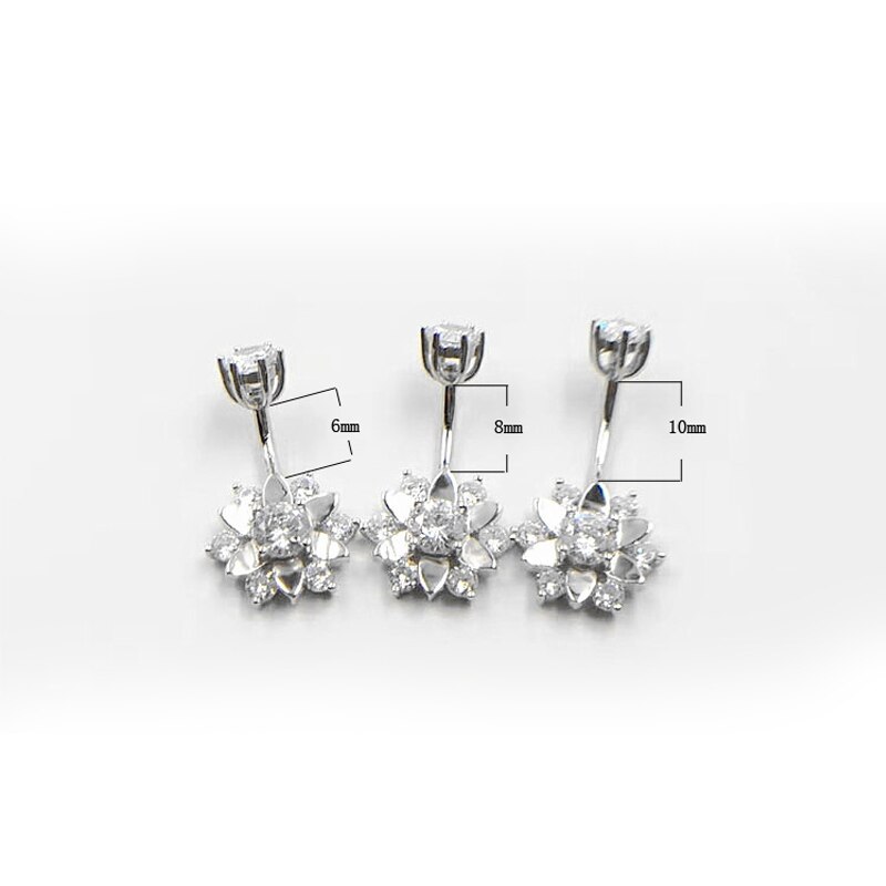 925 Sterling Silver Belly Button Ring 14g CZ Flower Navel Rings Belly button Piercing Body jewelry 1pcs