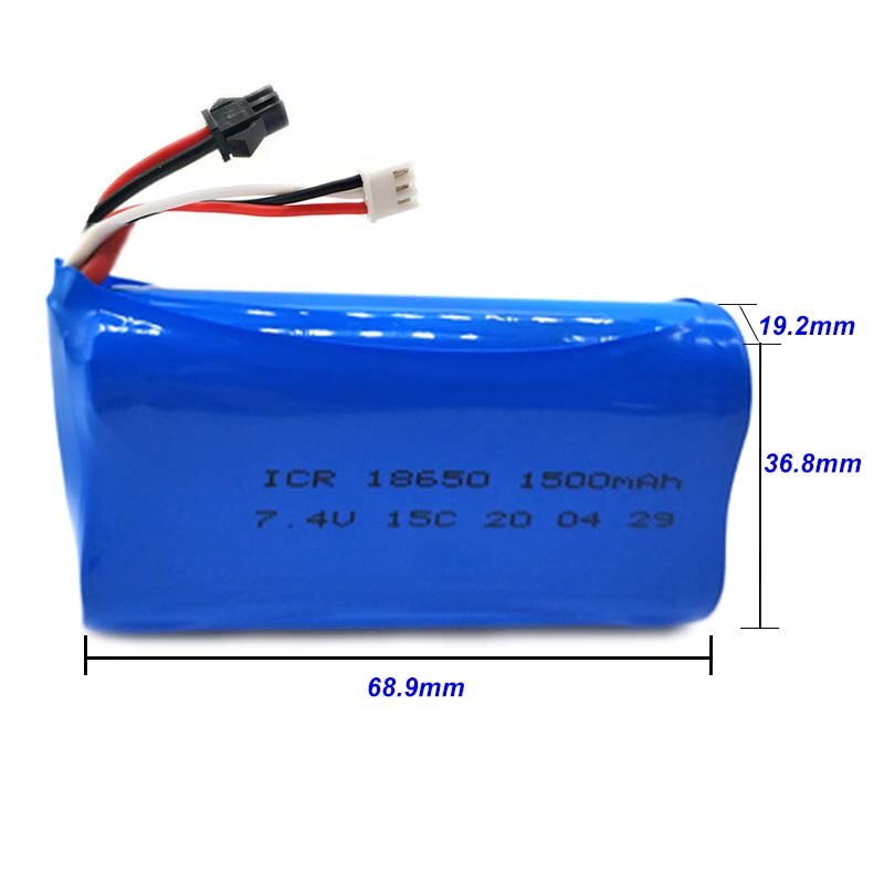 7.4V 1500mAh Lipo Battery for WPL MN99S D90 U12A S033g Q1 H101 7.4V 18650 SM Battery Rc Boats Cars Tanks Drones Parts