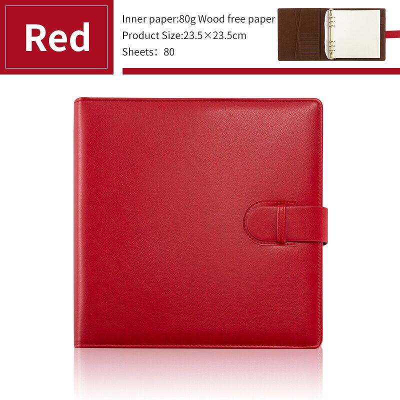 Business A5 Square PU Leather Hardcover Waterproof Blank Journal Diary Notebooks Planner Sketchbook For Drawing: Red