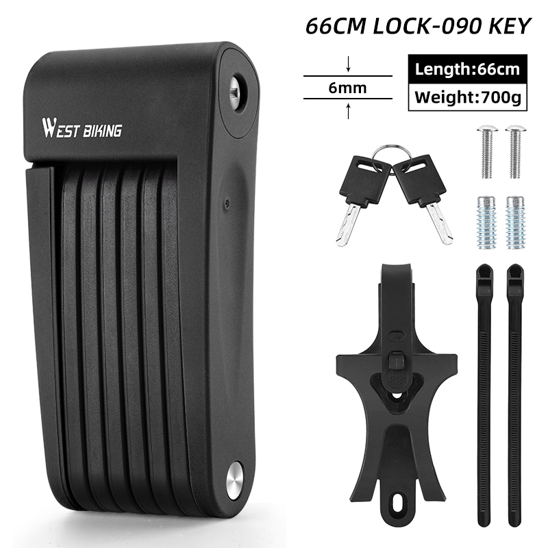 WEST BIKING Lucchetto pieghevole per bicicletta Sicurezza antifurto Lucchetto per ciclismo MTB Accessori per bici da strada Scooter Lucchetto pieghevole per bici elettrica: Grigio chiaro