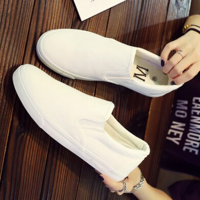 Homme chaussures toile tissu décontracté couleur uni mâle jaune baskets sans lacet mocassins paresseux mocassins talon plat Simple Style AA-273: WHITE / 39