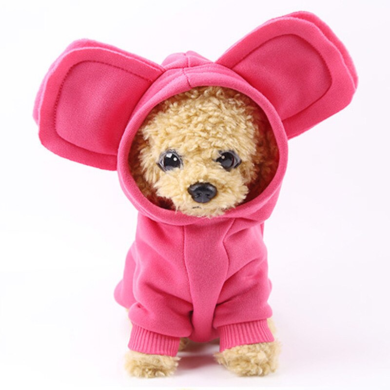 Winter Dog Hooded Coats Jacket Warm Cotton Pet Dog Clothes for Small Dogs Chihuahua Pug Clothing Puppy Cat Costume Pets Products: Rose / M