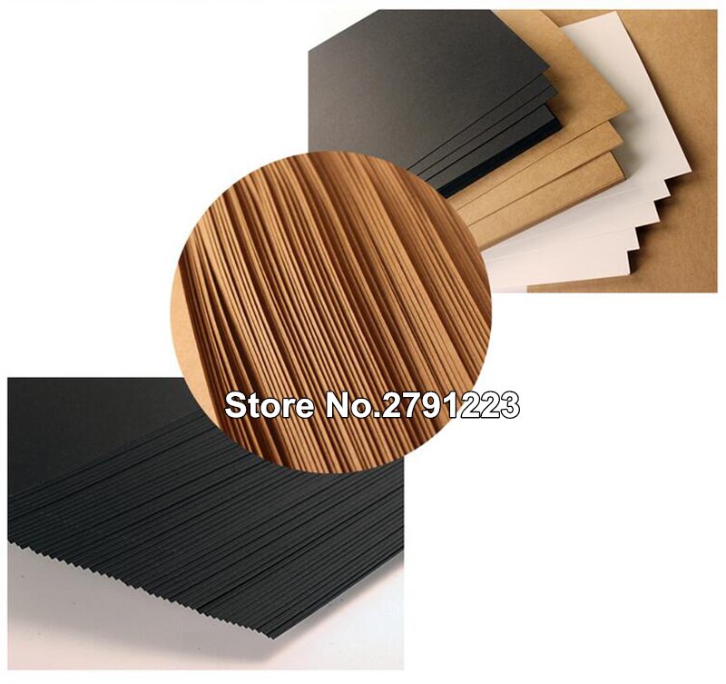 300GSM A3 Brown/Black Raw Wood Pulp Kraft Paper 50pcs DIY Cover Handmade Origami Cardboard Printing Packaging Decor Paper