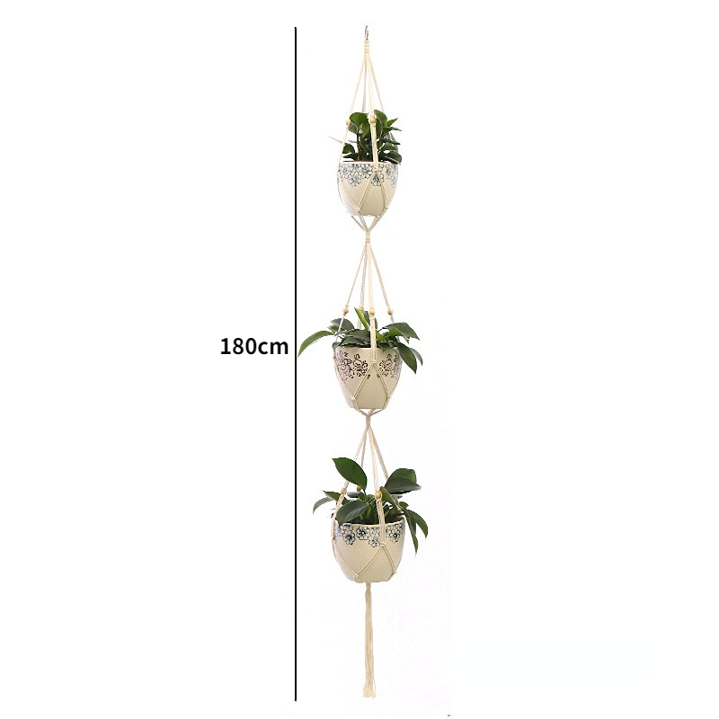 Tuinplant Hangmanden Bloempot Handgemaakte Macrame Geknoopt Touw Bloempot Boheemse Stijl voor Thuis Balkon Decoratie: MULTI