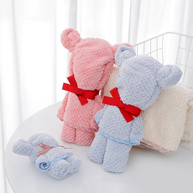 Baby Bath Towel Bear Cake Shape Quick-Dry Face Towel Solid Washcloth Wedding Animal Square Hooded Bath robe