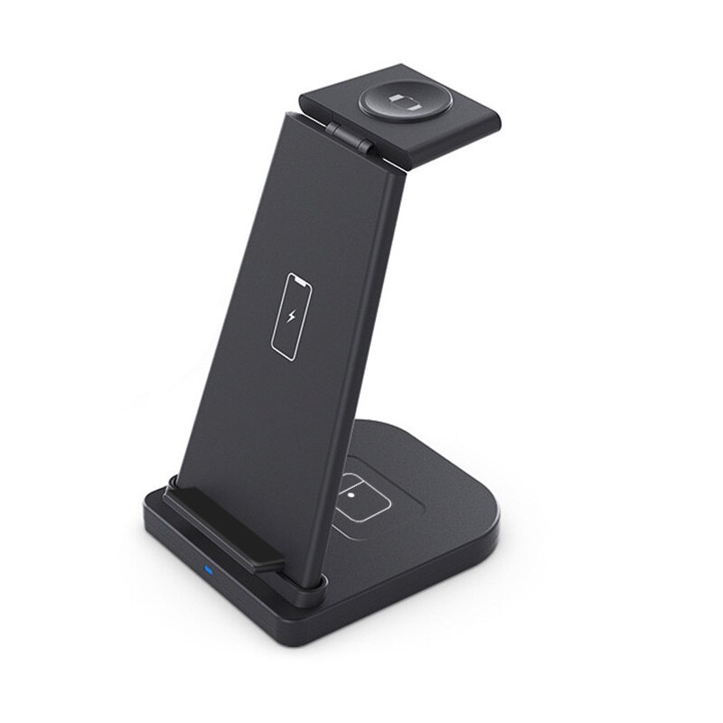 FDGAO Qi 15W Fast Charge 3 In 1 Wireless Charger Station Dock Stand For iPhone 11 XS XR X 8 Apple Watch SE 6 5 4 3 Airpods Pro: 3 in 1 Black