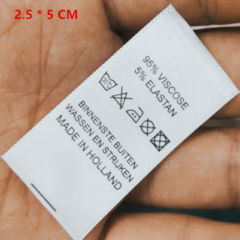 100PCS In stock Satin ribbon washing tag White care label Cotton/Polyester/Elastane writings: 13