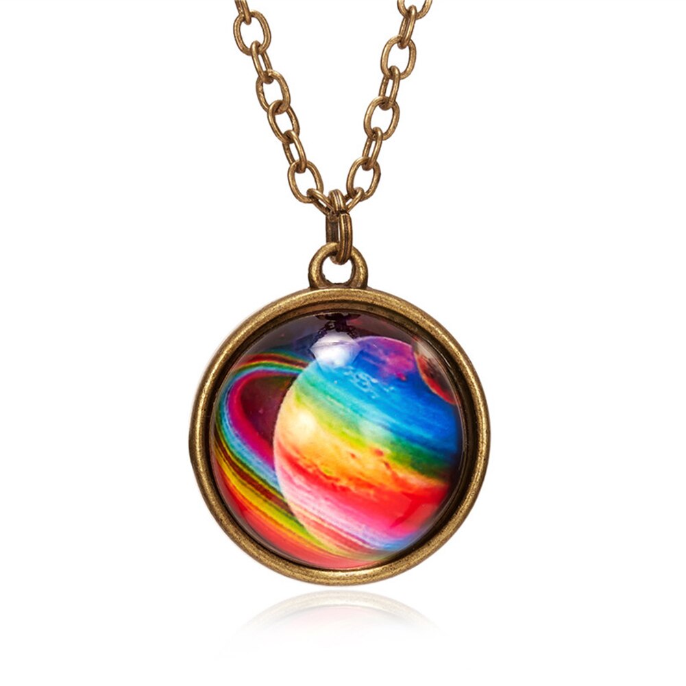 Unico Luminoso Universe Galaxy Pianeta Collana In Vetro di Glow In The Dark Cosmic Pendente Della Collana Della Sfera per Unisex Dei Monili Dell'annata