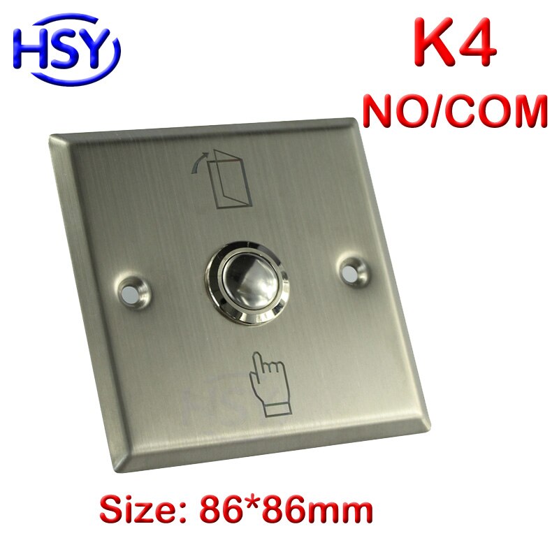 HSY Stainless Steel Door Release Exit Button Optional LED Blue Backlight Emergency Push Switch For Access Control System: K4
