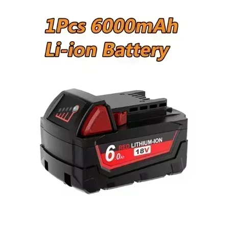 6,0 Ah M18 Akku für Milwaukee 18 V Li-Ion M18B5 48-11-1860 48-11-1850 48-11-1840 48-11-1830 48-11-1820 Ersatzbatterien: green