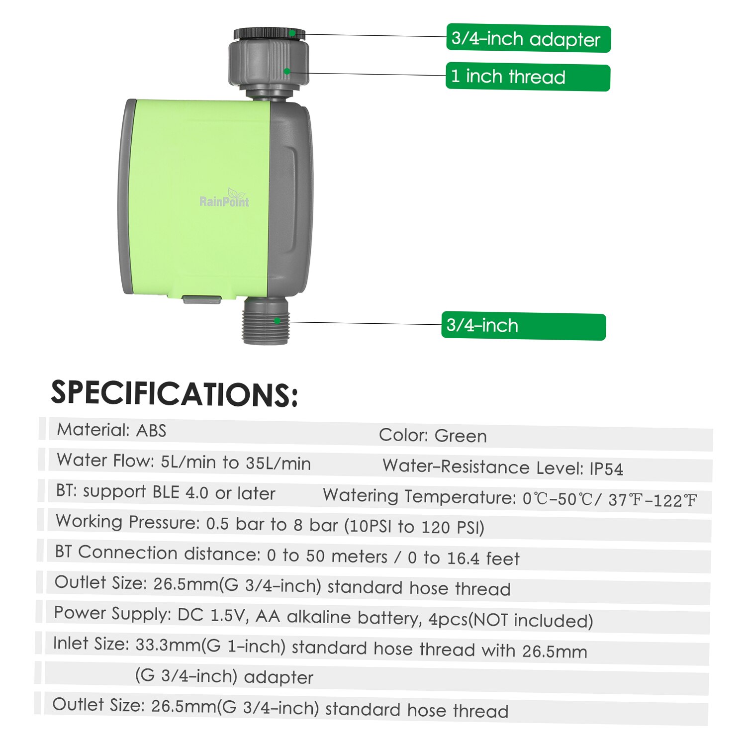 Programmable BT WiFi Water Timer Hose Faucet Timer Automatic Watering Sprinkler System Irrigation Controller for Garden Plants: BSP Thread