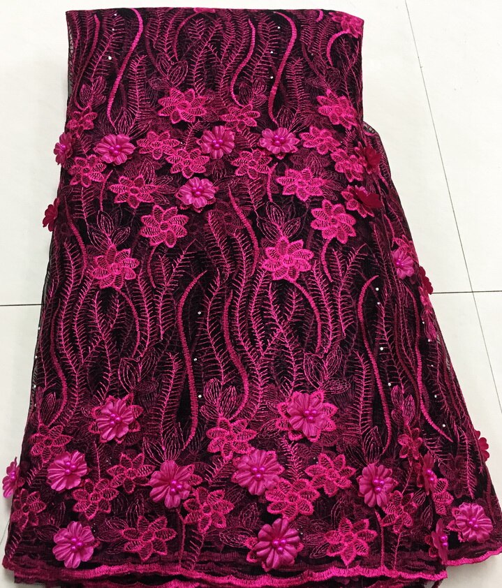 African Laces Fabrics Embroidered Nigerian Guipure French Cord Lace Fabric High Rose African French Net Lace Fabric