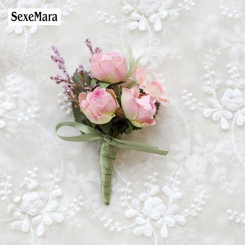Sexemara bruiloft gala corsage ceremonie bloemen broche bruiloft corsages bruidegom bruidsjonkers knoopsgat bloemen corsage