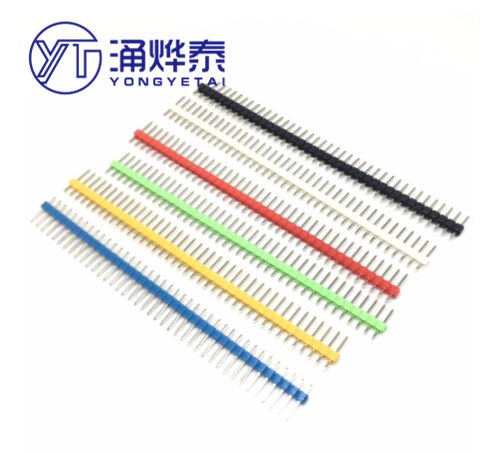 Yyt 10 pçs/saco colorido pino encabeçamento 2.54mm 1*40p única linha pinos masculinos vermelho branco azul amarelo verde preto jumper blocos