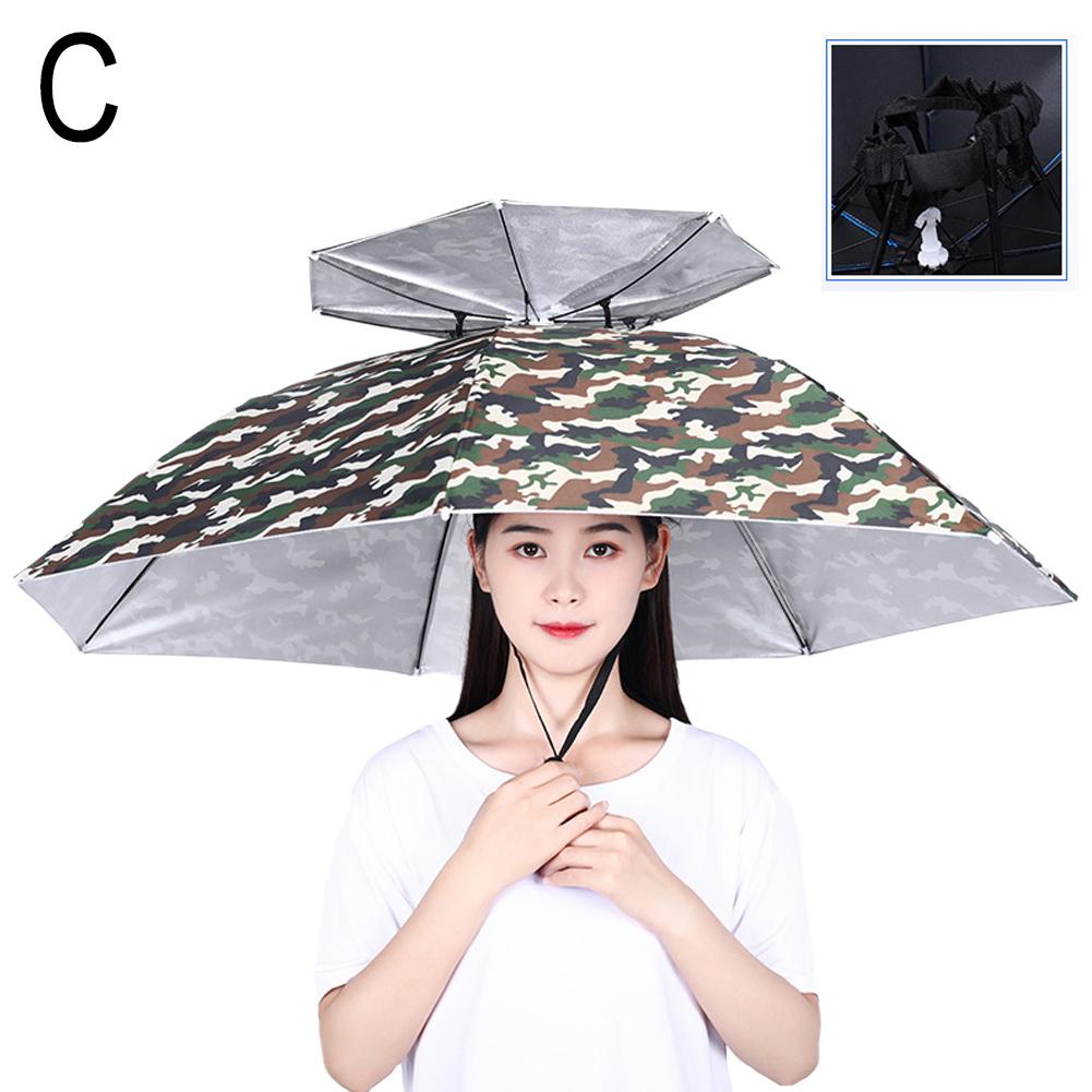 Chapeau de parapluie de pluie portable, anti-soleil, imperméable, casquette de tête de camping, pare-soleil extérieur, vêtements de sauna, chapeaux, 115cm: green