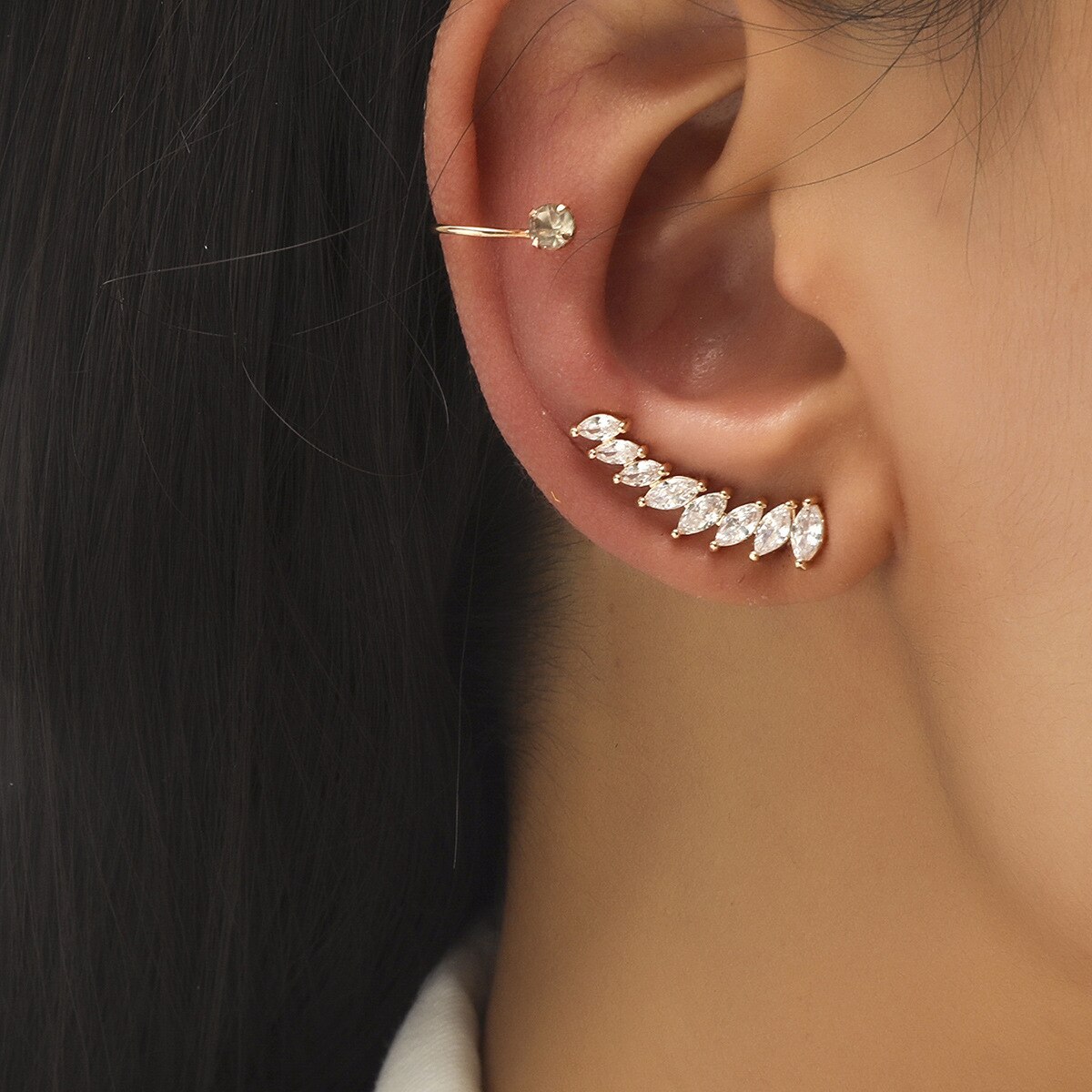 Boucles D'oreilles Strass Transparent - Alliage, Clous, Neuves Sans Emballage