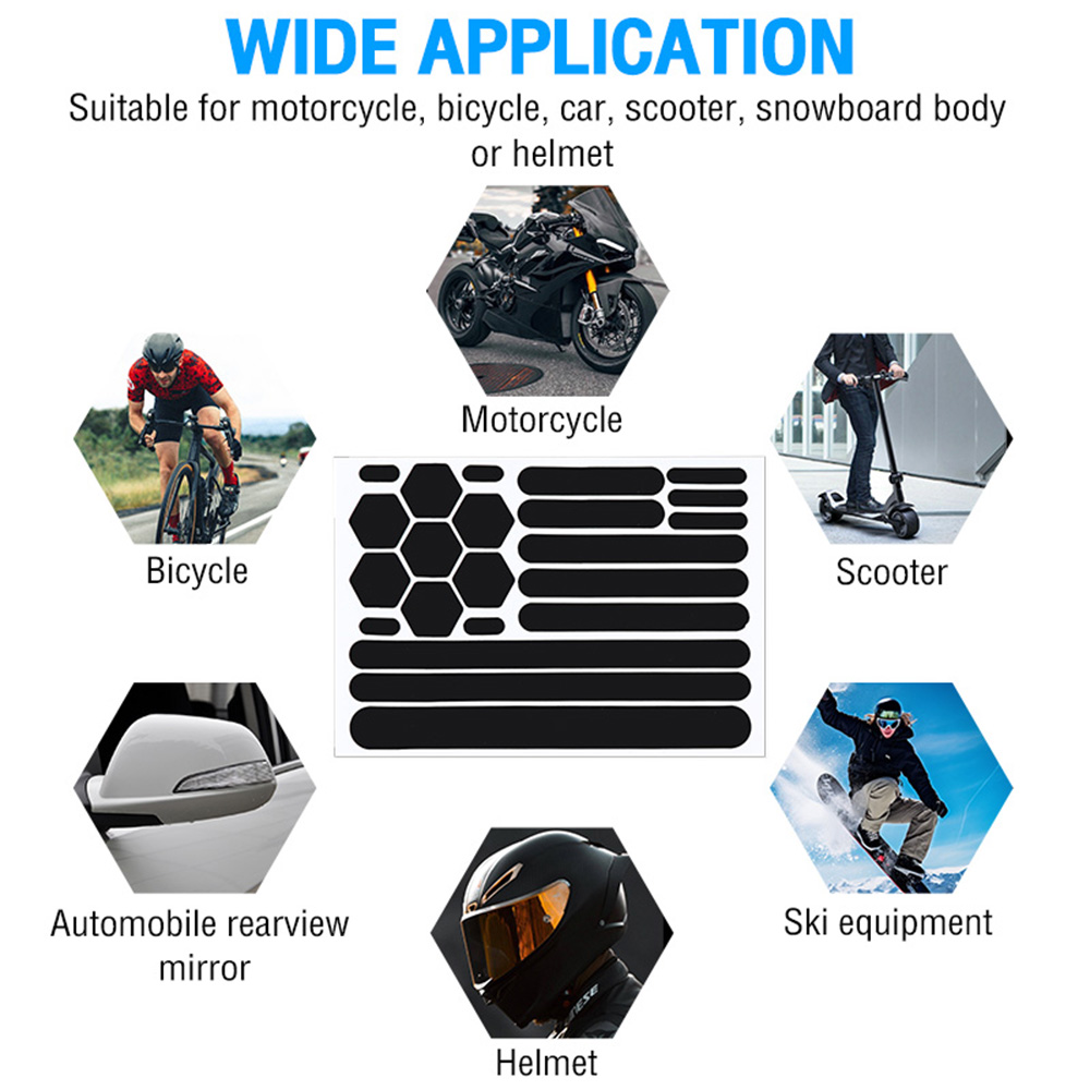 Motorrad-Aufkleber Reflektierende Ausrügestochen reflektierende schwarze Aufkleber Moto Reflektieren des Band für Helm Autos Anhänger Fahrräder Prämie