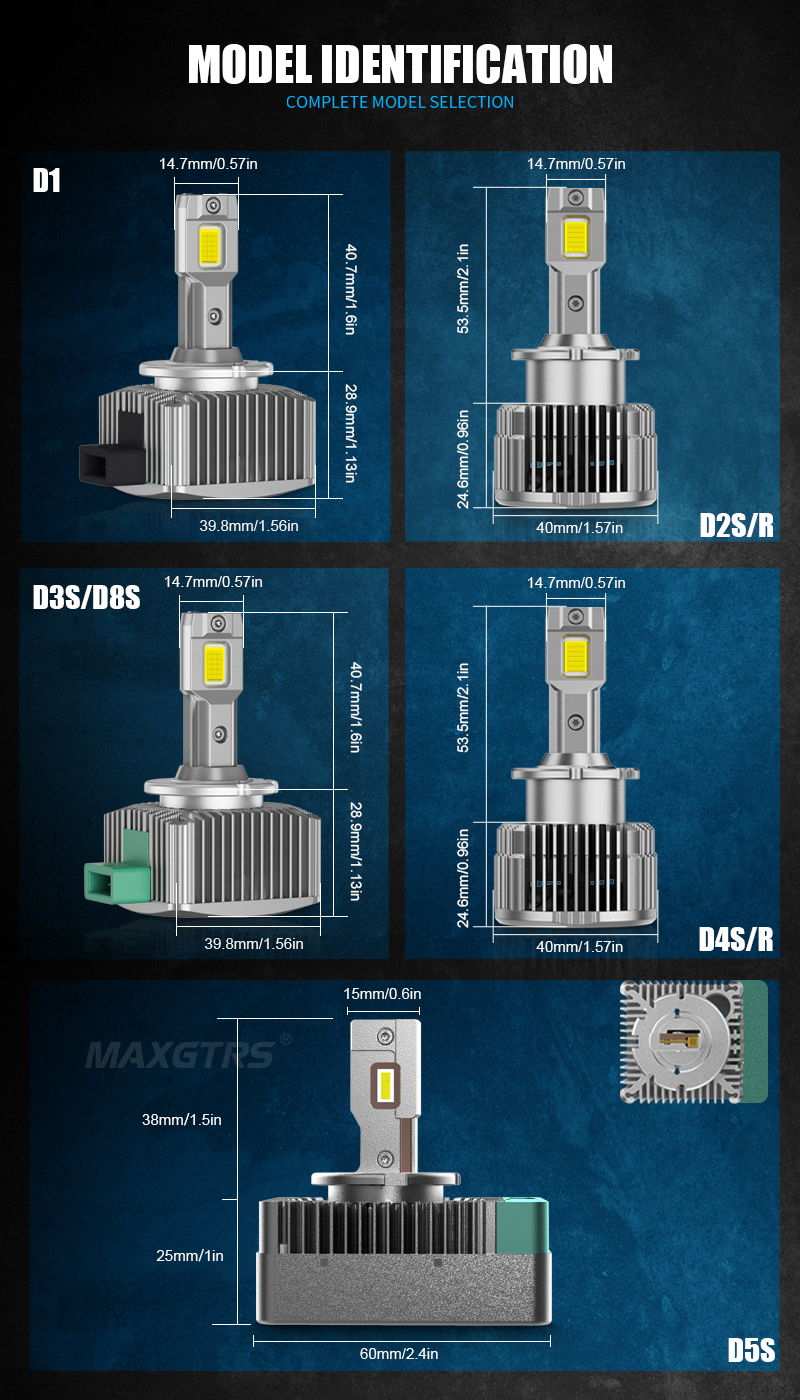 2x d3s d1s led-forlygter,  d2s d4s d5s canbus-forlygter,  d1r d2r d3r d4r 6000k led-pærer, erstatter hid-lampe, plug&play