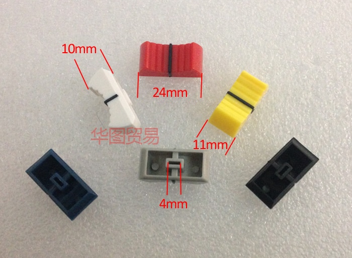 60 stk 6- farve fader cap mixer knop / slide potentiometer knop lydkonsol blandestation disc player fader cap 4mm smal hånd