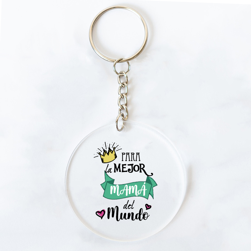 Best Mom in The World Spanish Printed Key Chains Keychain Acrylic Keyring Mama Key Ring Mother's Day Birthady for Mother: Deep Sapphire