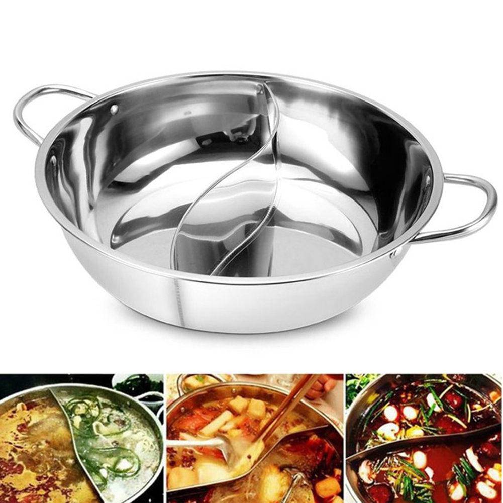 28 cm Rvs Twin Verdeelde Dubbele Pot Hotpot Fornuis Gasfornuis Compatibel Pot Chinese Pot Keuken Soep Kookpot: Sky Blue