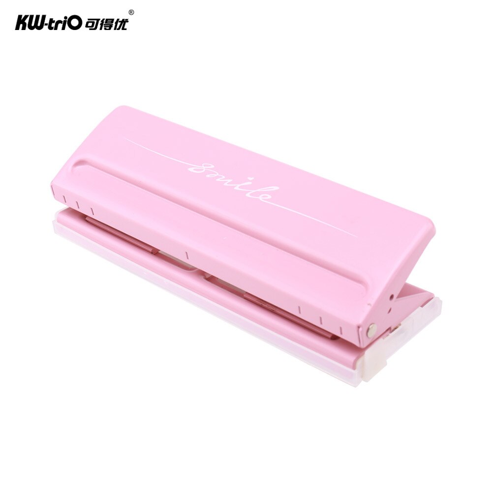 Adjustable 6-Hole Desktop Punch Puncher for A4 A5 A6 B7 Dairy Planner Organizer Six Ring Binder with 6 Sheet Capacity: Pink