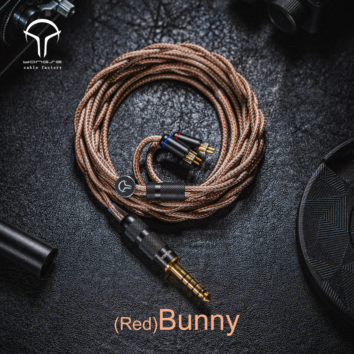 Yongse RedBunny GreyBunny Cable de auriculares con aislamiento de grafeno y centro de cobre y cristal único chapado en plata