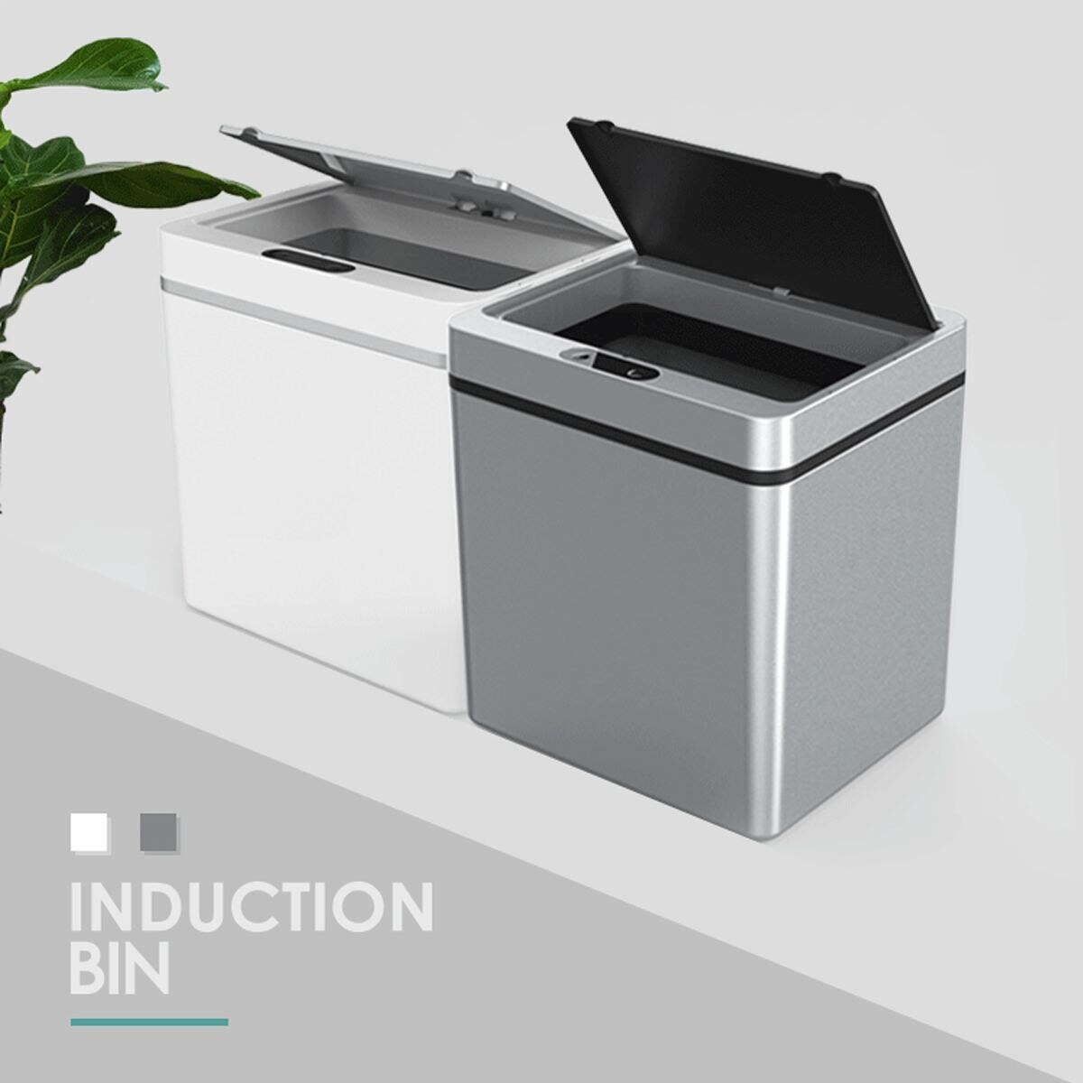 13L Automatic Sensor Dustbin Infrared&Vibration Sensor Trash Can Induction Waste Bin Rubbish Can Home Living Room Garbage Bucket