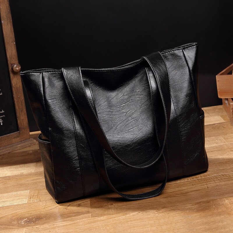 Tassen voor dames retro reliëf leren dames handtassen dames grote casual tote bag dames schoudertas sac a main femme: Zwart