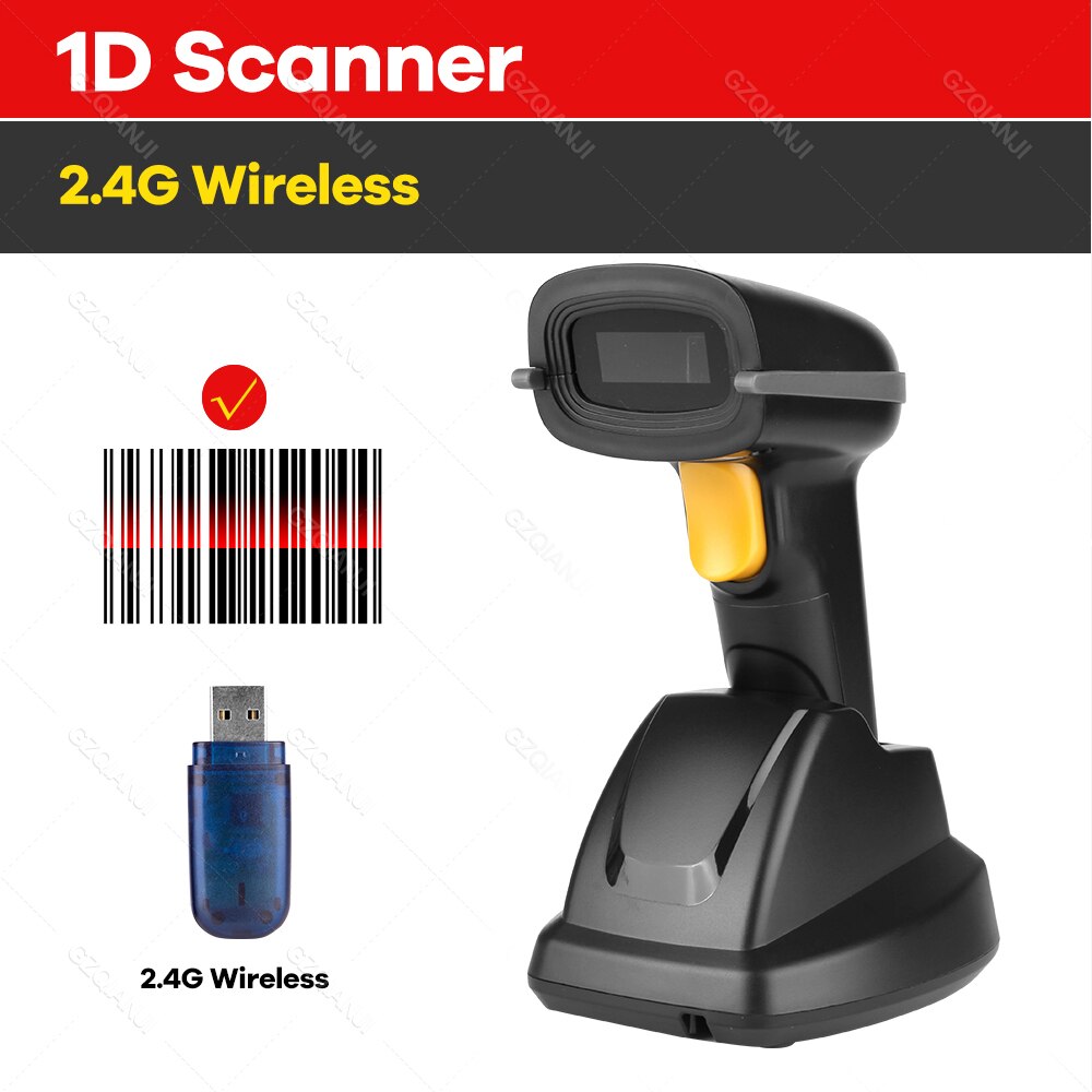 Bluetooth Wireless Barcode Scanner 1D 2D QR USB Charging Base Handheld Bar Code Reader Scanner Automatic Sensing Fast Precise: 1D 2.4G