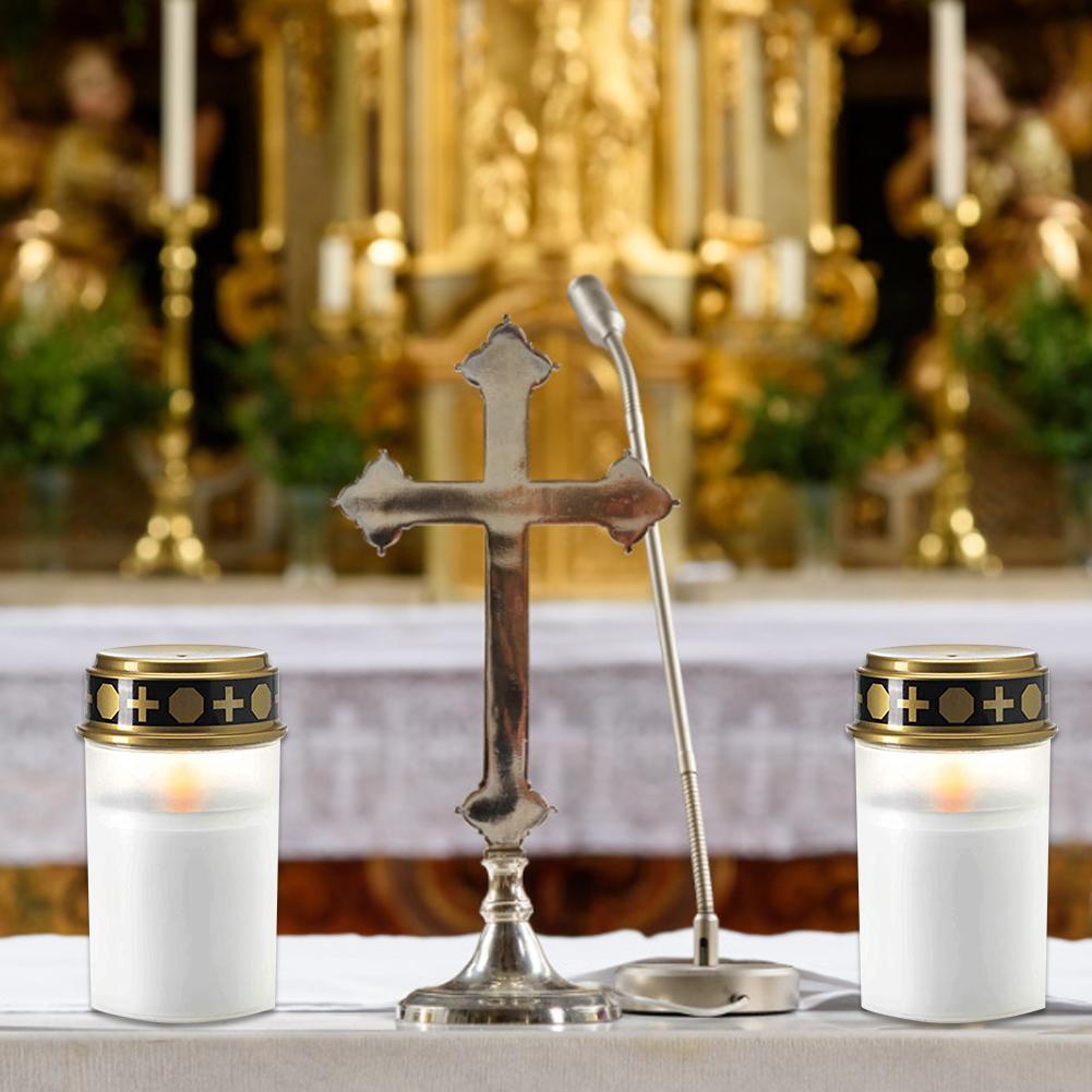 LED Solar Candle Lamp Flameless Waterproof Electronic Memorial Candle Decorative Tea Lights For Cemetery Ritual Prayer