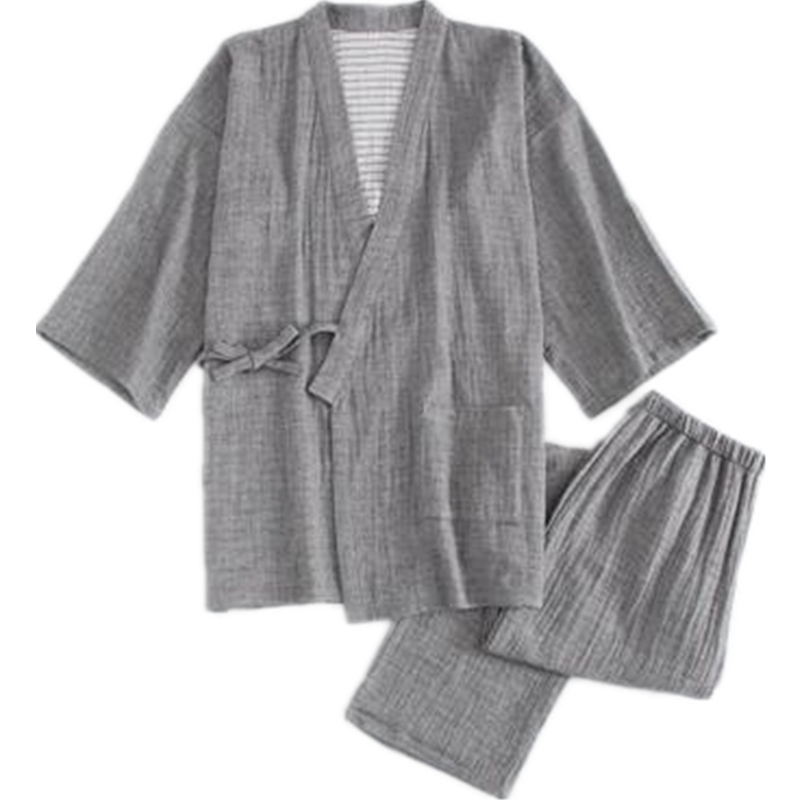 Kimono schlafanzug männer frühling und herbst männer der waschbar farbe Spinnen hause kleidung Japanische dünne männer Pyjama weichen baumwolle Blick
