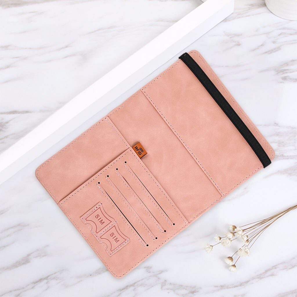 Tragbarer reisepasshalter für damen und herren, dokumentenorganizer, reisebrieftasche für zuhause, reisen und geschäftsreisen: Rosa 