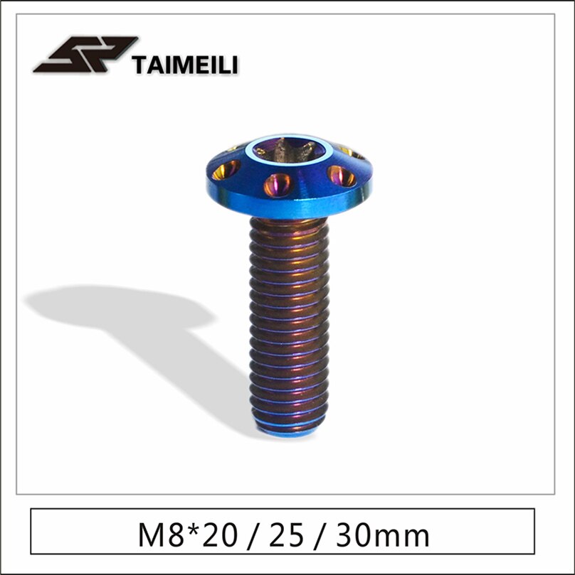 TAIMEILI Titanium Alloy Screw M8X20/25/30mm Motorcycle Brake Disc Screw Inner Plum Blossom Petal Head 1PCS: M8x25mm / No Staircase Bluing