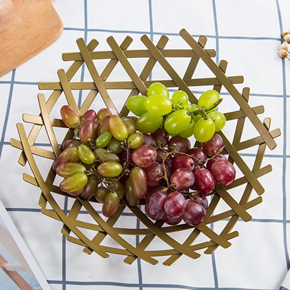 Geometric Fruit Basket Vegetable Wire Kitchen Storage Basket Metal Bowl Kitchen Storage Container Desktop Display
