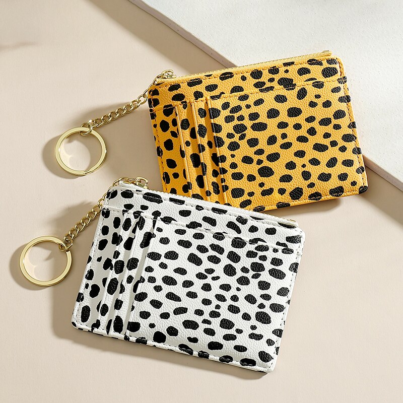 Leopard drucken Karte Halfter für Frauen Super Dünne Kleine Weibliche Brieftasche Pu Leder Mini Geschäft Ich würde Kreditkarte fallen Frauen der KeyChain