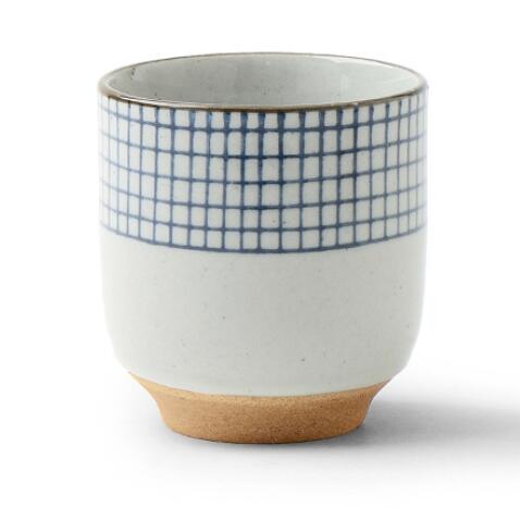 Tasse à soupe en céramique, poterie grossière, motif en treillis peint à la main, tasse à thé, tasse à café originale, tasses à vin: B about 180ml