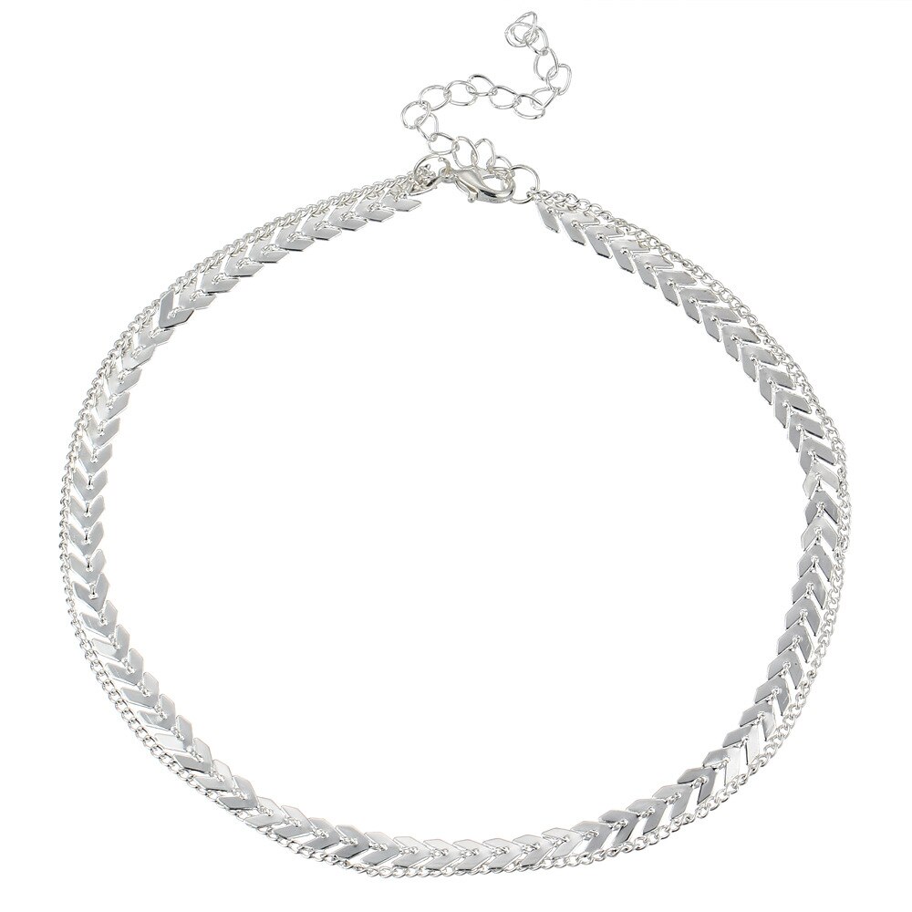 Multi Arrow Choker Ketting Vrouwen Twee Lagen Kettingen Goud Kleur Fishbone Vliegtuig Vliegtuig Ketting Chocker Hals